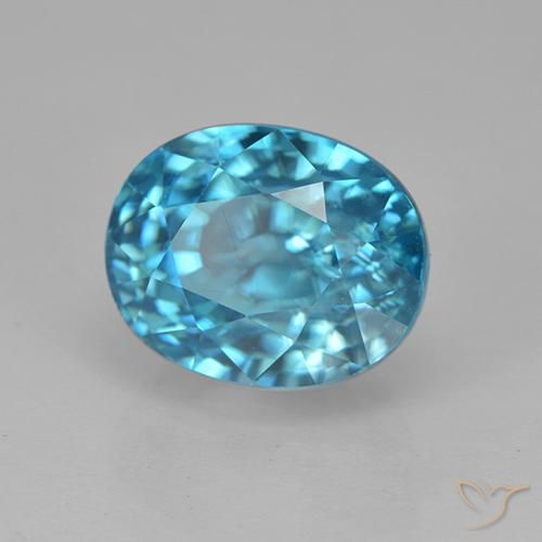 Circón Azul azur eléctrico natural de 5.86 ct, Ovalada, VVS