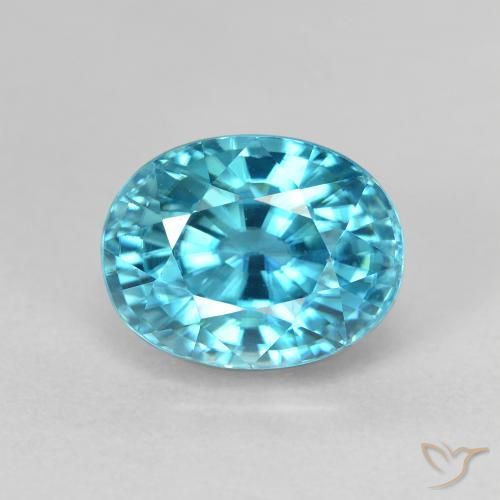 4.98ct Natural Azul verdoso Circón, Ovalada, VVS