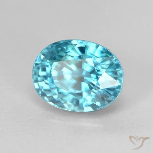 Circón Azul verdoso natural de 4.98 ct, Ovalada, VVS