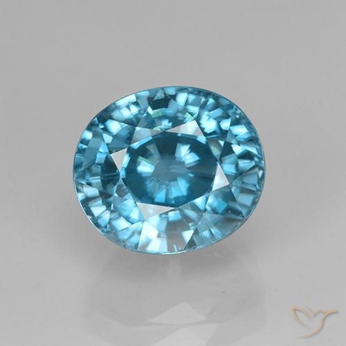 5.07ct Natural Azul plateado intenso Circón, Ovalada, VVS