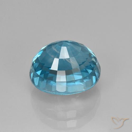 Circón Azul plateado intenso natural de 5.07 ct, Ovalada, VVS