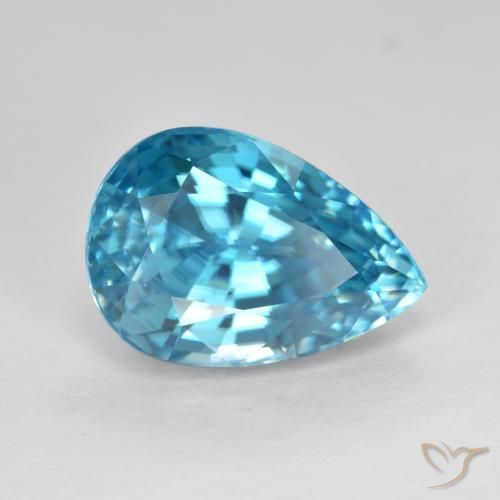 Circón Azul agua natural de 6.80 ct, En forma de pera, VVS