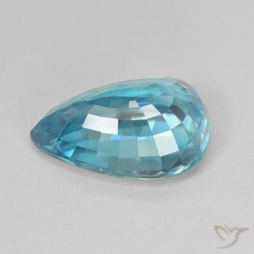 Circón Azul medio natural de 8.06 ct, En forma de pera, VVS