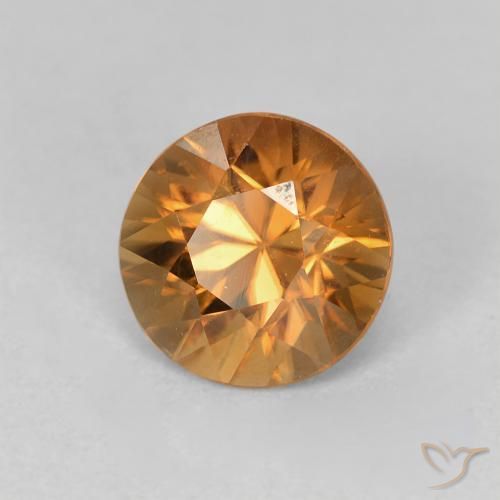 2.02ct Natural Naranja oscuro Circón, Redondo, VVS-VS