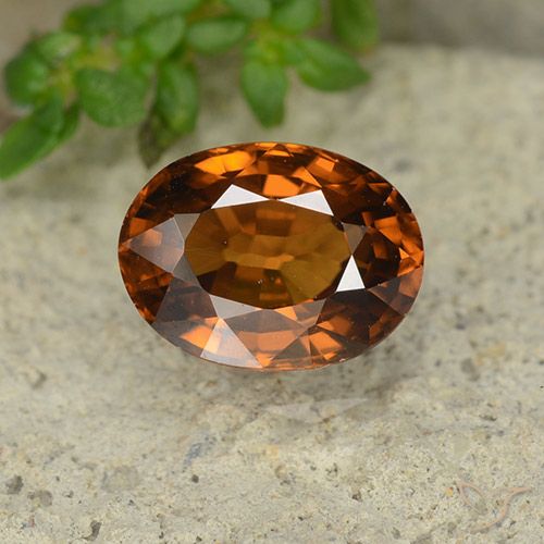 1.79ct Natural Naranja oscuro Circón, Ovalada, VVS-VS
