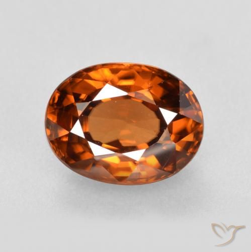 2.16ct Natural Naranja oscuro Circón, Ovalada, VVS-VS