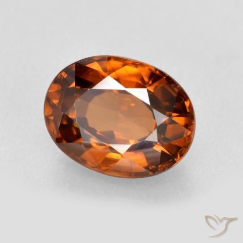 Circón Naranja oscuro natural de 2.16 ct, Ovalada, VVS-VS