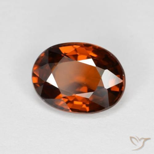 Circón Naranja rojizo natural de 1.85 ct, Ovalada, VVS
