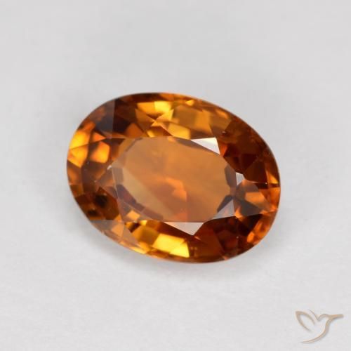Circón Naranja oscuro medio natural de 1.98 ct, Ovalada, VVS-VS