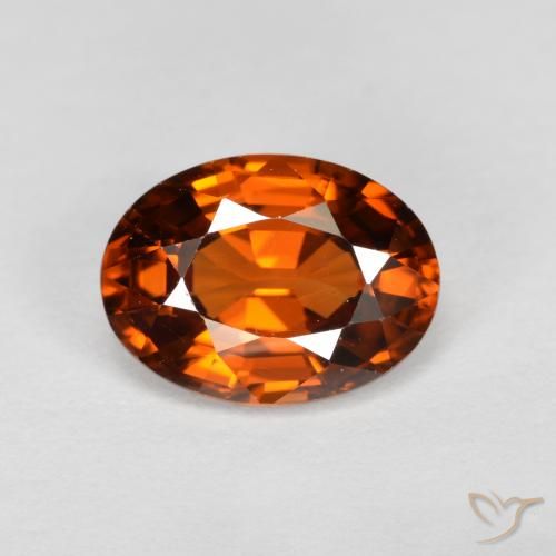 1.74ct Natural Naranja oscuro Circón, Ovalada, VVS