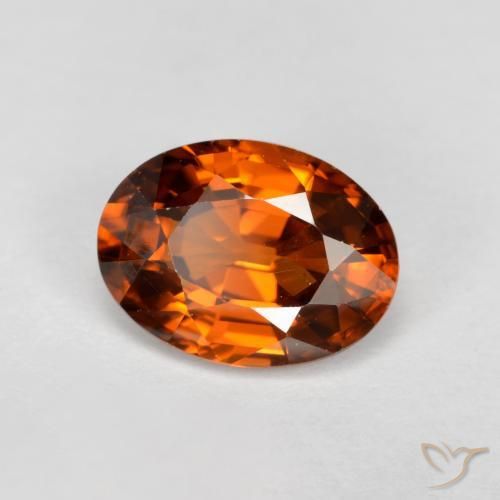 Circón Naranja oscuro natural de 1.74 ct, Ovalada, VVS