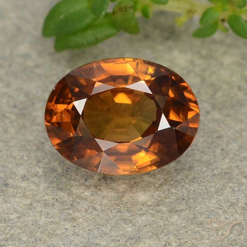 2.00ct Natural Naranja oscuro medio Circón, Ovalada, VVS-VS