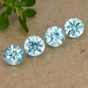 Gemas de Circón Azul Cielo natural de 2.11 ct, Corte Redondo, VVS-VS