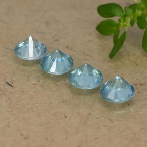Gemas de Circón Azul Cielo natural de 2.11 ct, Corte Redondo, VVS-VS