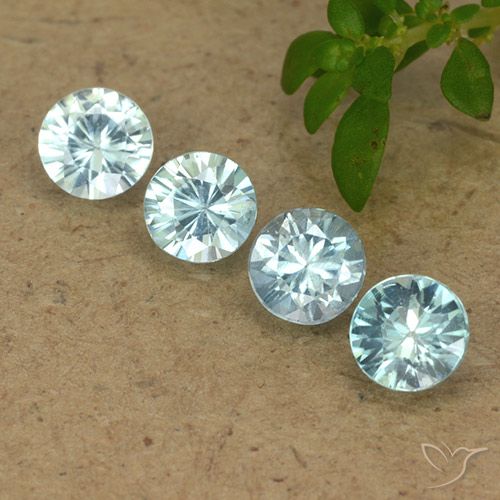 Gemas de circón azul natural de 2,04 ct, corte redondo, VVS