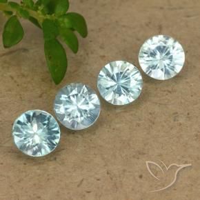 Gemas de circón azul natural de 2,04 ct, corte redondo, VVS