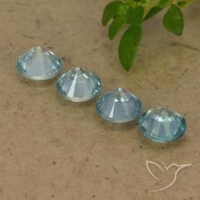 Gemas de circón azul natural de 2,04 ct, corte redondo, VVS