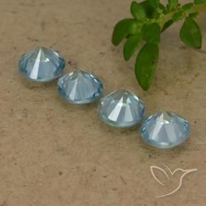 Gemas de Circón Azul claro natural de 2.08 ct, Redondo, VVS