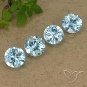 Gemas de Circón Azul maya claro natural de 2.10 ct, Redondo, VVS-VS