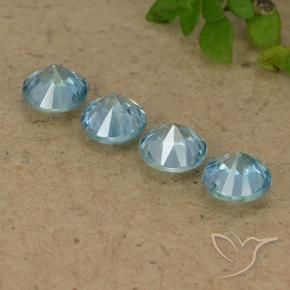 Gemas de Circón Azul maya claro natural de 2.10 ct, Redondo, VVS-VS