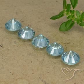 Gemas de Circón Azul claro natural de 2.78 ct, Redondo, VVS