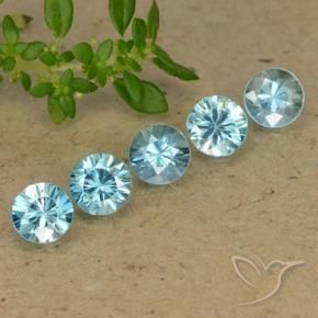 Gemas de Circón Azul agua natural de 2.81 ct, Redondo, VVS
