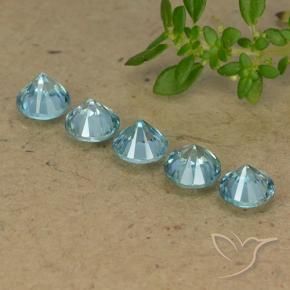 Gemas de Circón Azul agua natural de 2.81 ct, Redondo, VVS