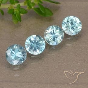 Gemas de Circón Celeste natural de 1.85 ct, Redondo, VVS-VS