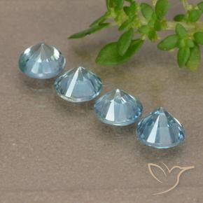 Gemas de Circón Celeste natural de 1.85 ct, Redondo, VVS-VS