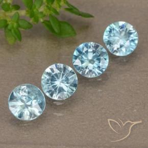Gemas de Circón Azul claro natural de 1.84 ct, Redondo, VVS-VS