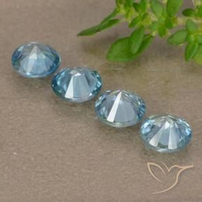 Gemas de Circón Azul claro natural de 1.84 ct, Redondo, VVS-VS