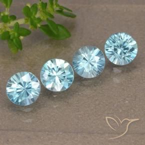 Gemas de Circón Celeste natural de 2.17 ct, Redondo, VVS