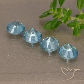 Gemas de Circón Celeste natural de 2.17 ct, Redondo, VVS