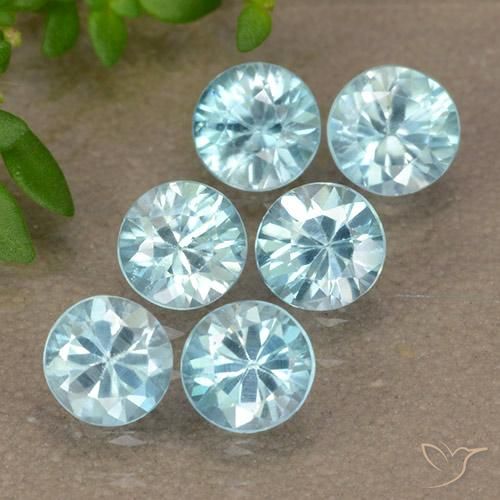 Gemas de Circón Azul maya claro natural de 3.01 ct, Corte Redondo, VVS