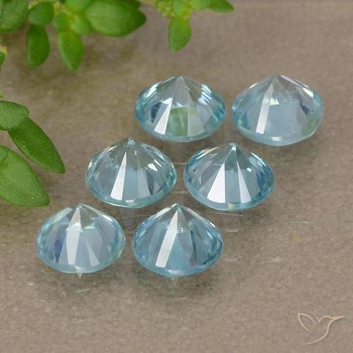 Gemas de Circón Azul maya claro natural de 3.01 ct, Corte Redondo, VVS