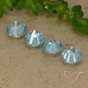 Gemas de Circón Azul claro natural de 2.13 ct, Redondo, VS