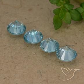 Gemas de Circón Azul claro natural de 1.99 ct, Redondo, VVS