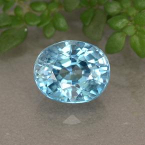 Circón azul natural de 2,18 ct, corte óvalo, VVS