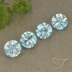 Gemas de Circón Celeste natural de 2.06 ct, Redondo, VVS