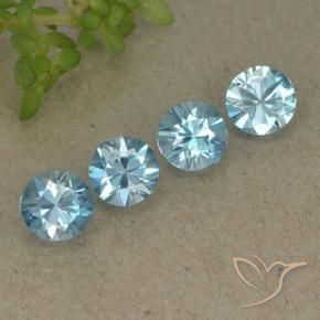 Gemas de Circón Azul celeste intenso natural de 1.94 ct, Redondo, VVS