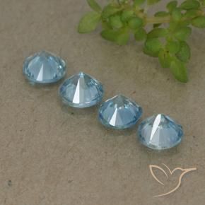 Gemas de Circón Azul celeste intenso natural de 1.94 ct, Redondo, VVS