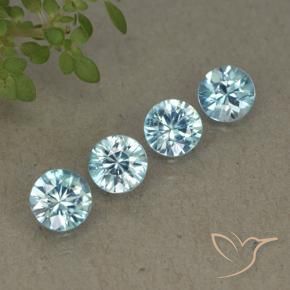Gemas de Circón Azul claro natural de 2.03 ct, Redondo, VVS