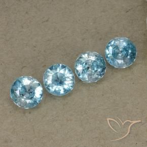 Gemas de Circón Azul natural de 1.70 ct, Redondo, VVS-VS