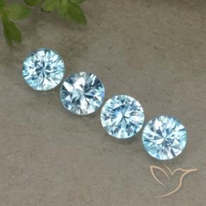 Gemas de Circón Celeste natural de 2.08 ct, Redondo, VVS-VS