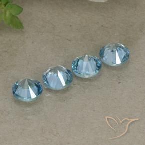 Gemas de Circón Celeste natural de 2.08 ct, Redondo, VVS-VS
