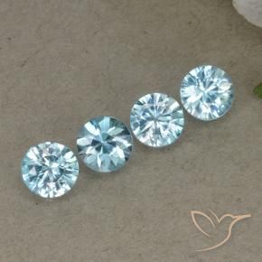Gemas de Circón Celeste natural de 2.03 ct, Redondo, VVS-VS