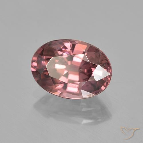 Circón Rojo medio natural de 2.85 ct, Ovalada, VVS-VS