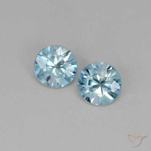 1.00ctw Natural Azul claro Circón, Redondo, VVS-VS