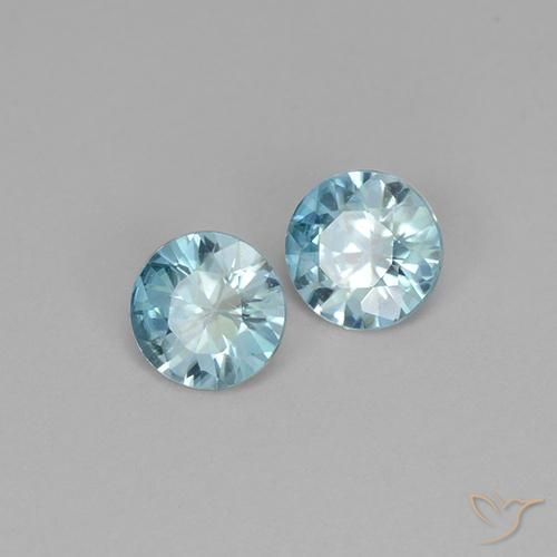 Gemas de Circón Azul claro natural de 1.00 ct, Redondo, VVS-VS