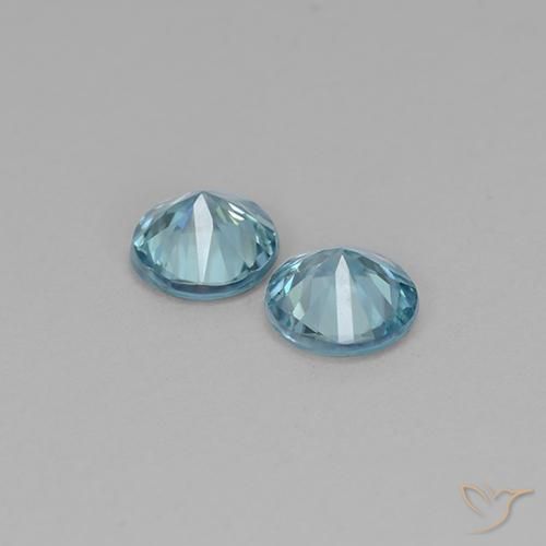 Gemas de Circón Azul claro natural de 1.00 ct, Redondo, VVS-VS